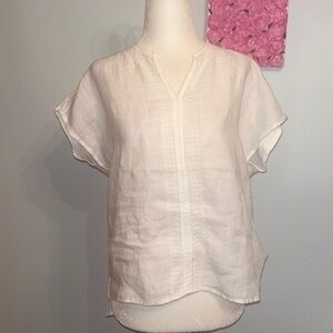 House of Harlow 1960 NWT short sleeve 100% linen blouse NWT white size small